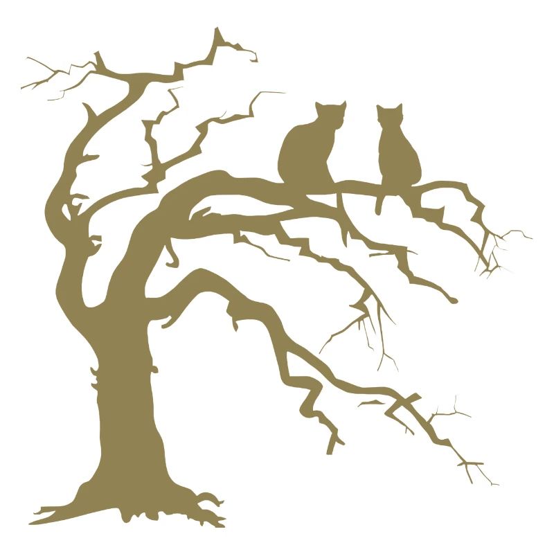 Dead tree with 2 cats silhouette