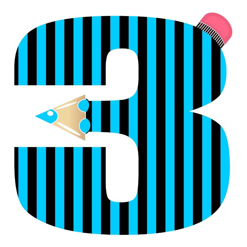 BLAUER STIFT DREI ZAHL 3 DRITTKLÄSSLER