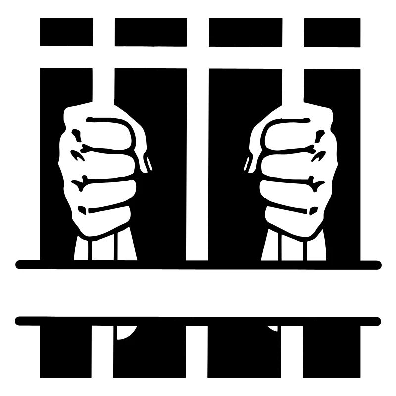 Zwei Fäuste hinter Gittern und Leerzeichen