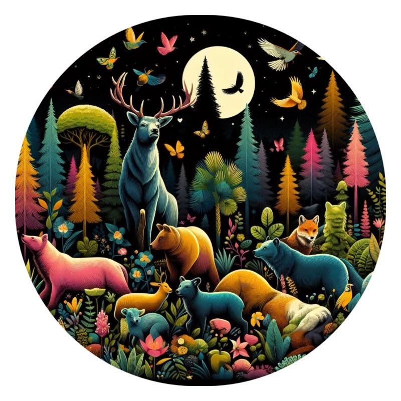 Forêt, Animaux, Coloré, Noir, Nuit