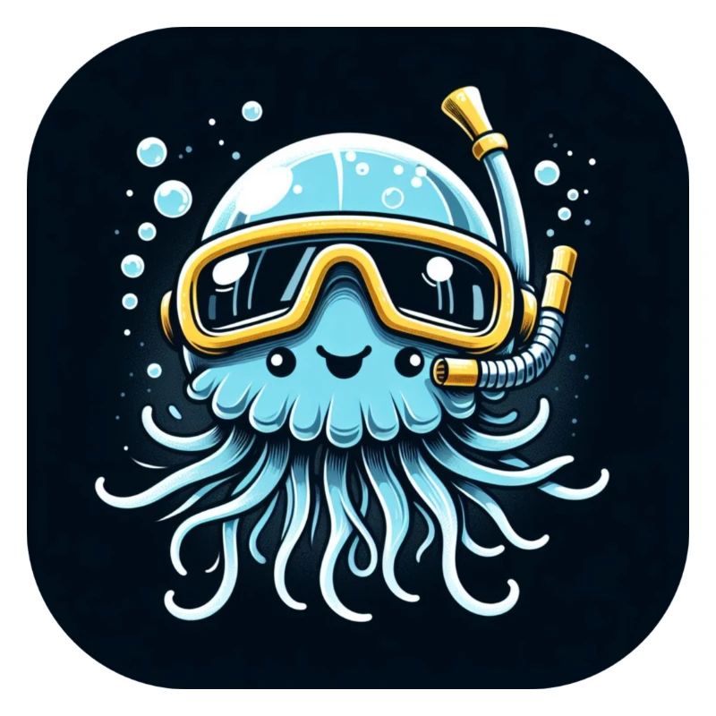 Méduse bleue avec lunettes de plongée, graphique