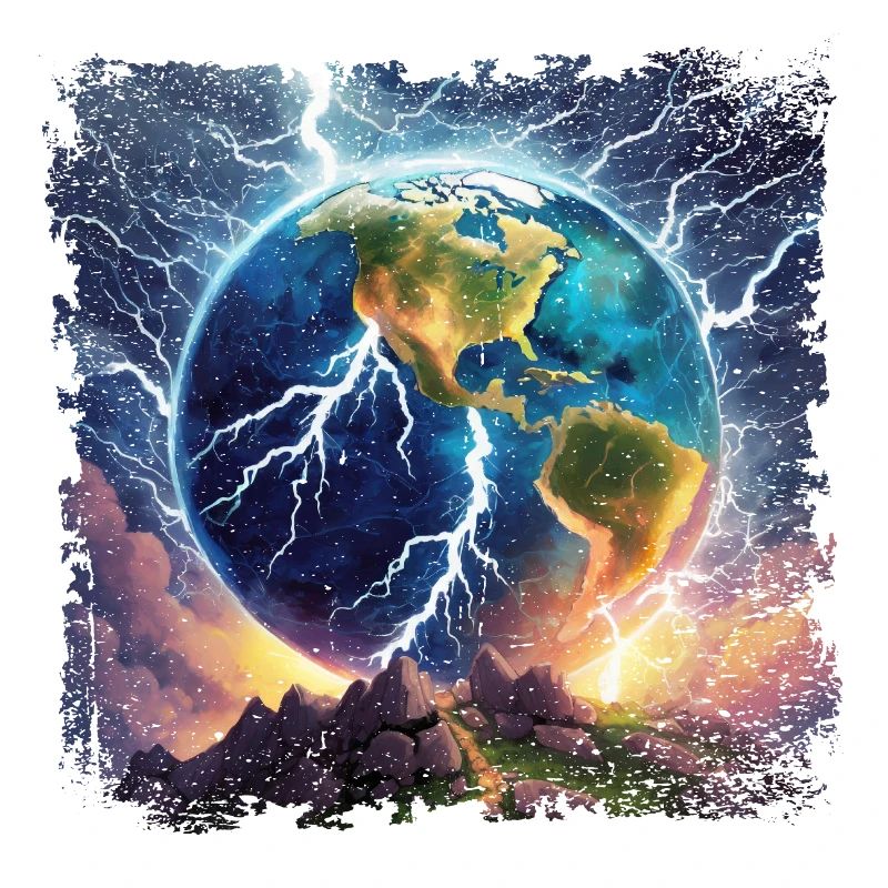 Globe strewn with lightning