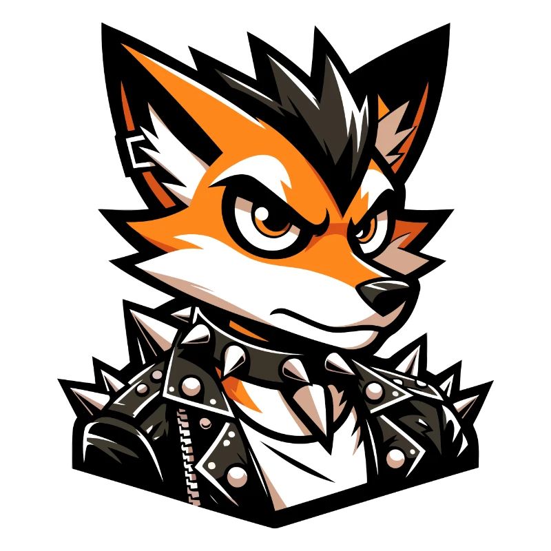 A cartoon style punk rock fox