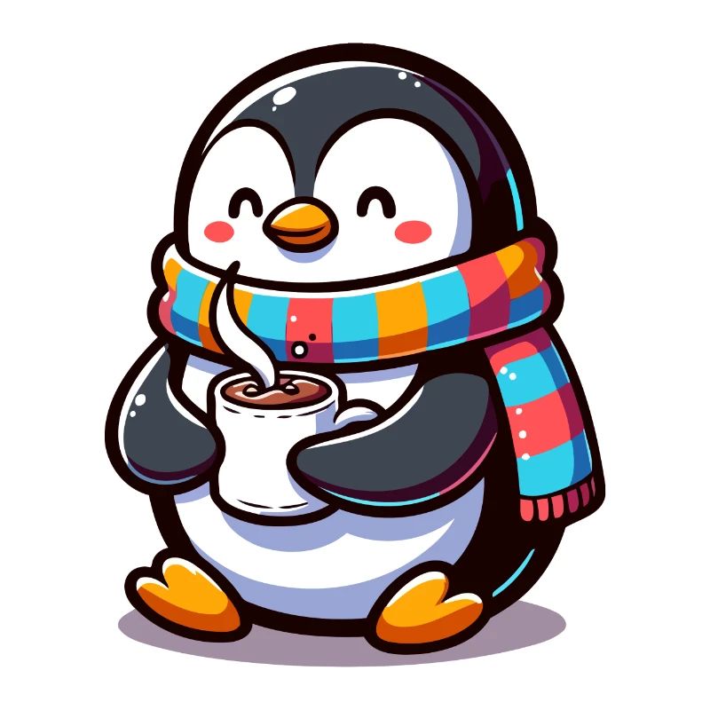 Charming Penguin with Colourful Scarf