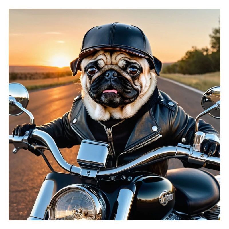 Dog biker in leather jacket style