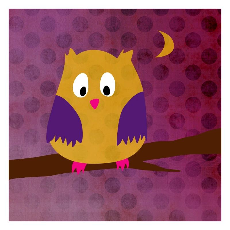Owl Eagle Owl Poster Dots Forest Violet Kids