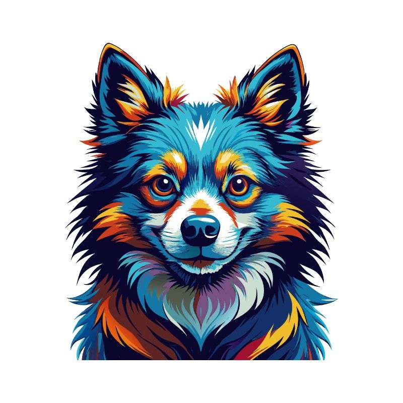 Indischer Spitz Hunderasse Bunte Karikatur Kawaii