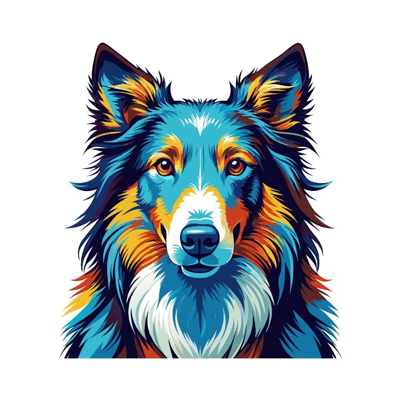 Raue Collie Hunderasse Bunte Karikatur Kawaii