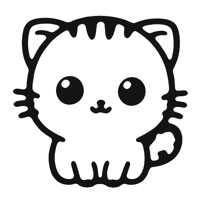 Cuddly Kitten Line Drawing