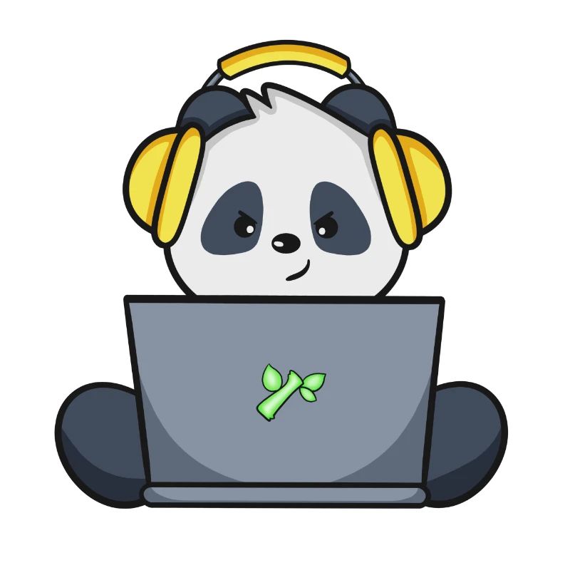Gaming Panda mit gelbem Headset