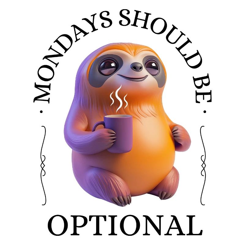 Coffee-Drinking Sloth – Relaxed & Pleasurable