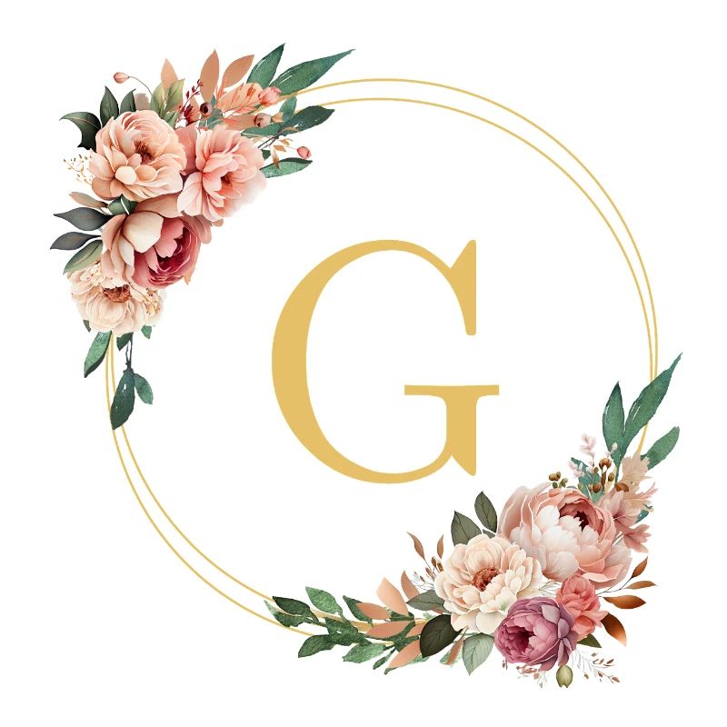 G Monogram, Flower Wreath, Personalizable