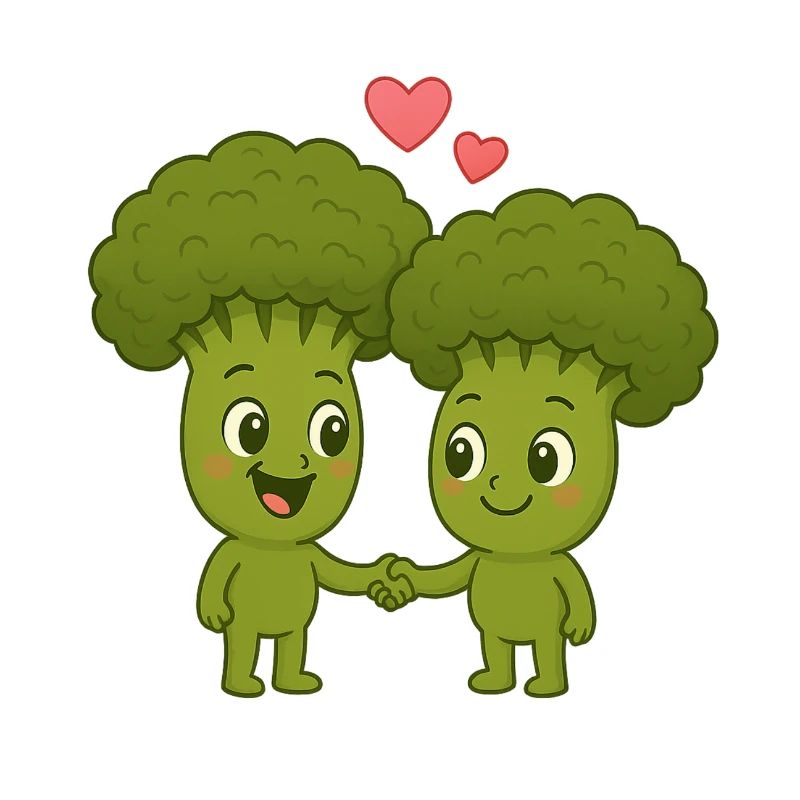 Mignon brocoli avec des cœurs