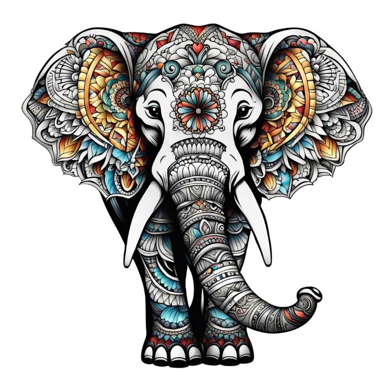 bunter elefant im tattoo style
