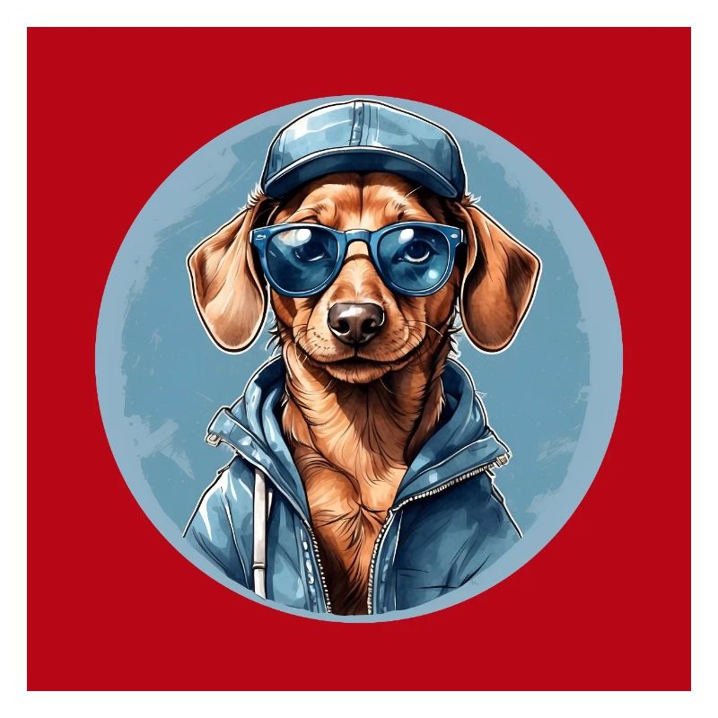 Teckel Teckel avec lunettes de soleil et sweat à capuche