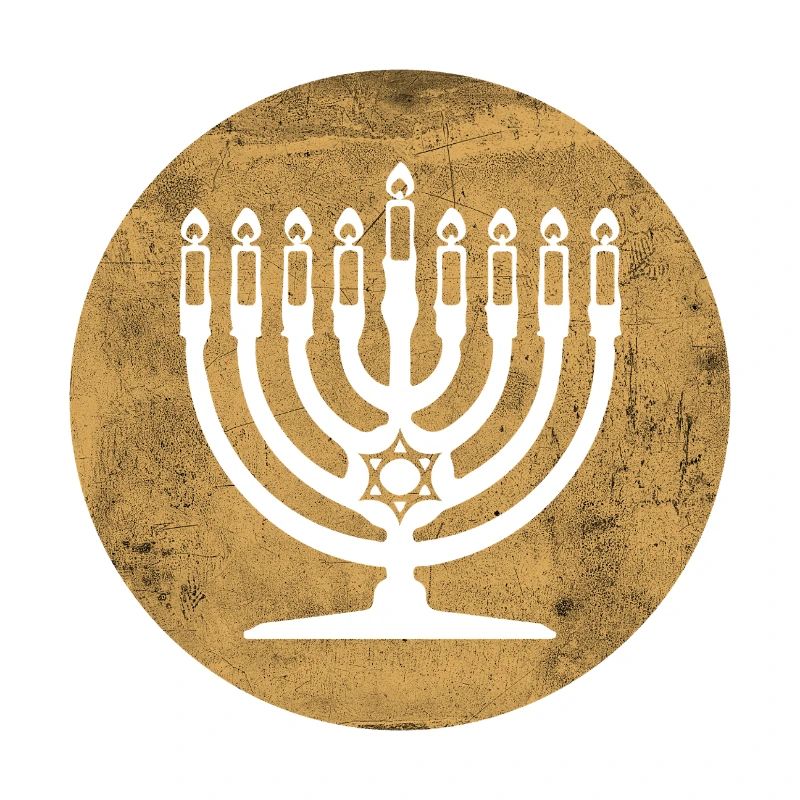 Hanukkah Menorah Candlestick in Golden Circle