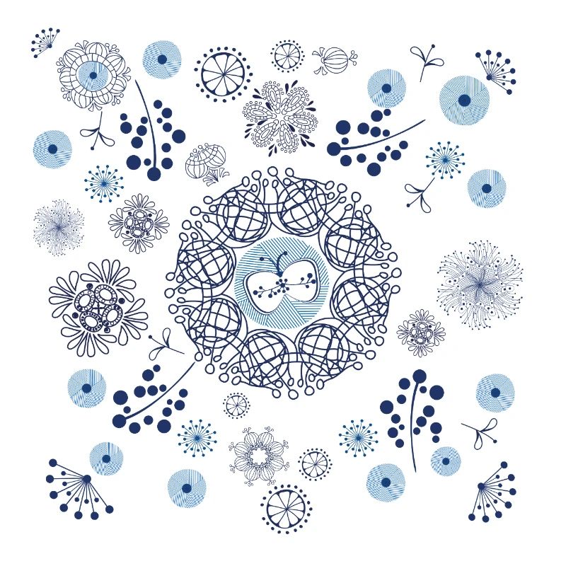 Abstract Winter Floral Pattern in Blue