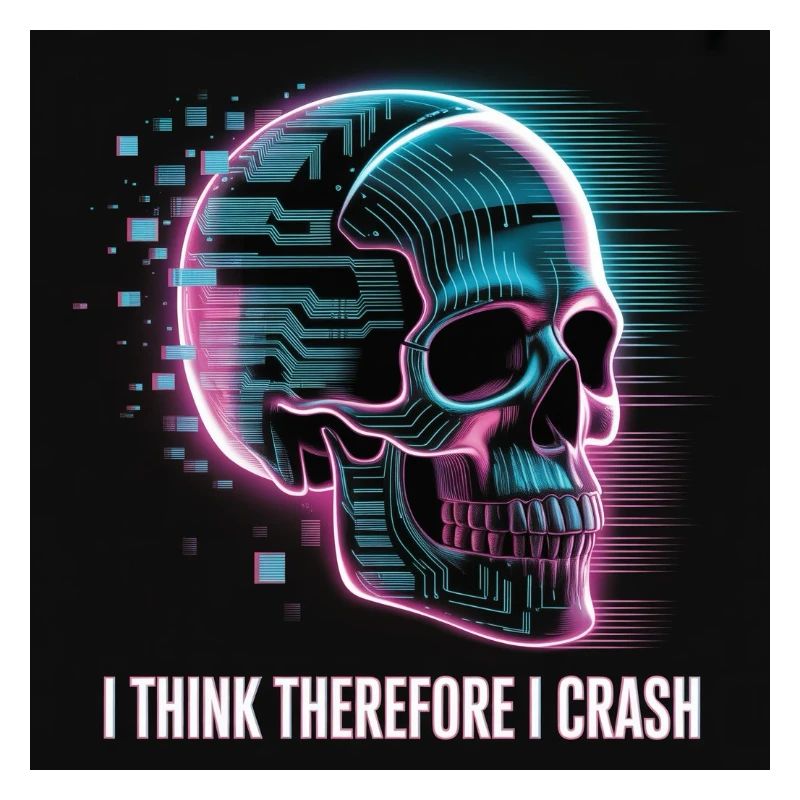 Crâne cyberpunk avec glitch numérique