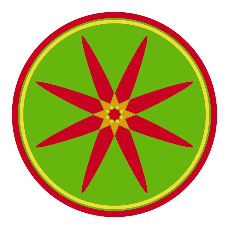 Stylisches Mandala mit roten Blättern