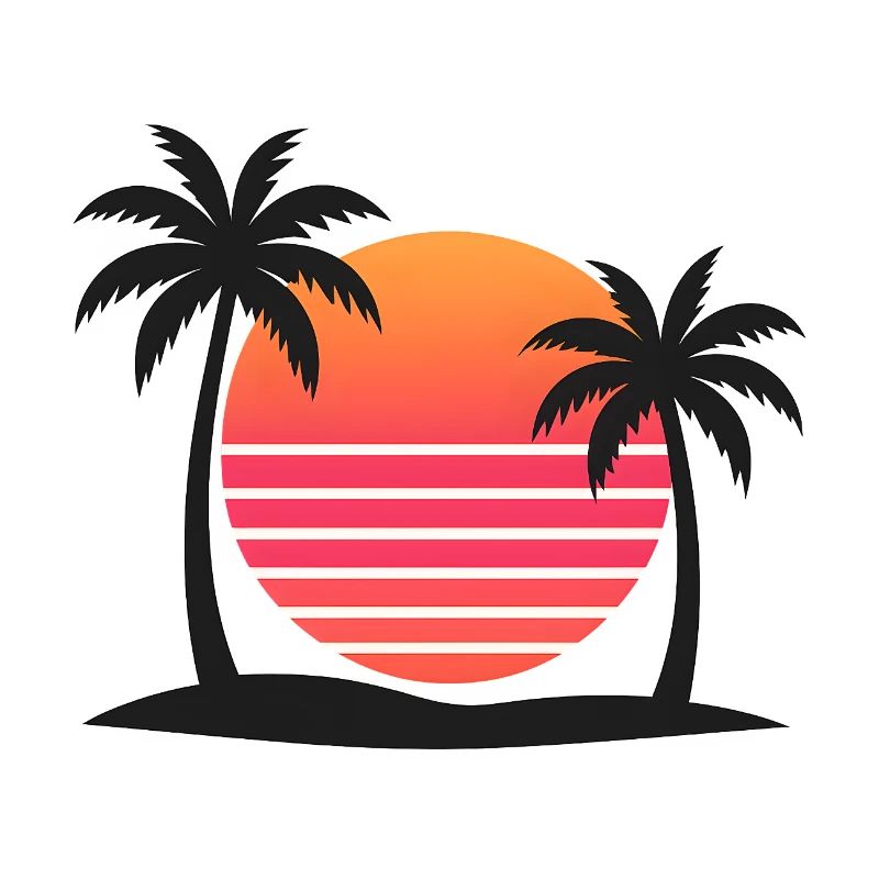 Tropical sunset with palm trees
