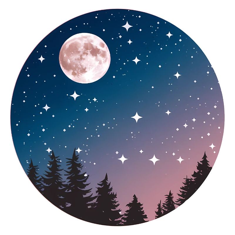 Moonlit Night Sky Tree Silhouette