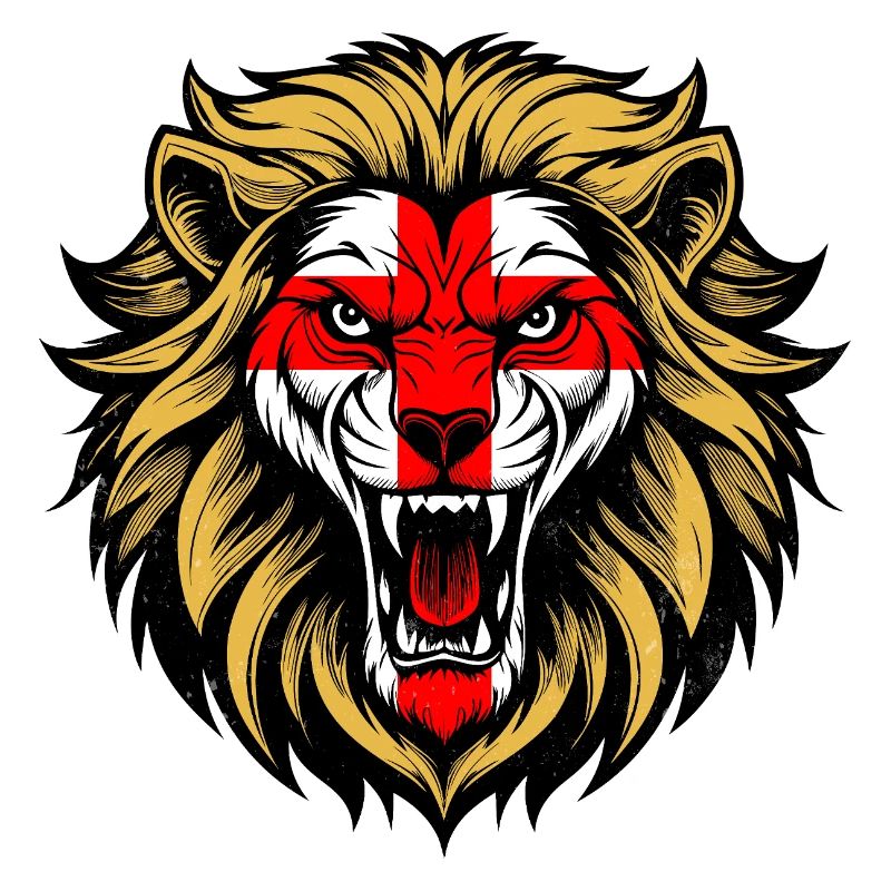 Angleterre George Croix Drapeau Féroce Lion Face Design
