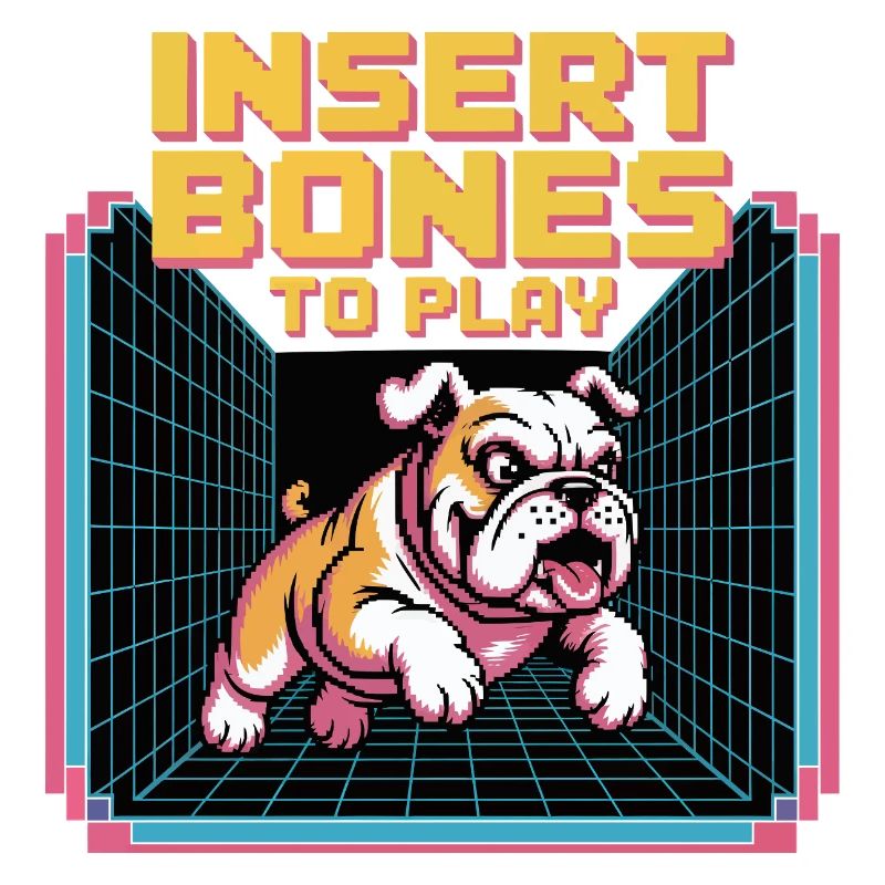 Retro Bulldog Gamer Insert Bones