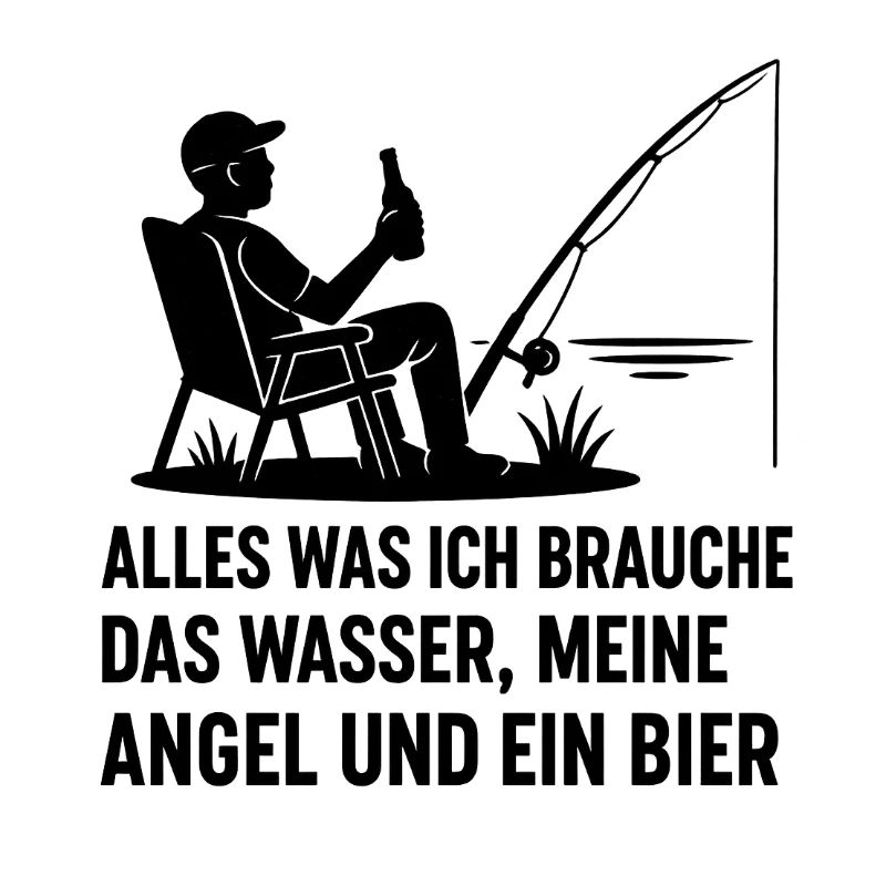Fischer mit Wasser und Bier Spruch