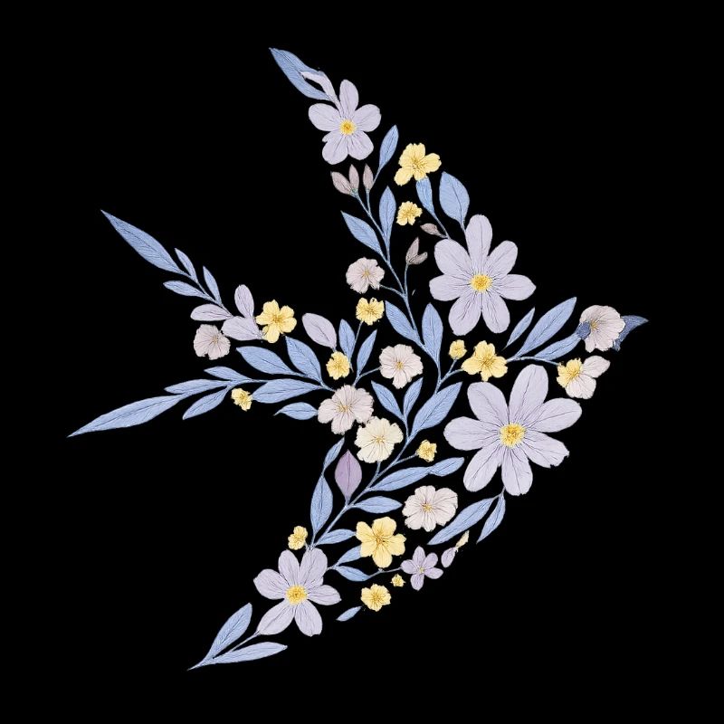 Nordic Floral - Sanftes Violett Vogel