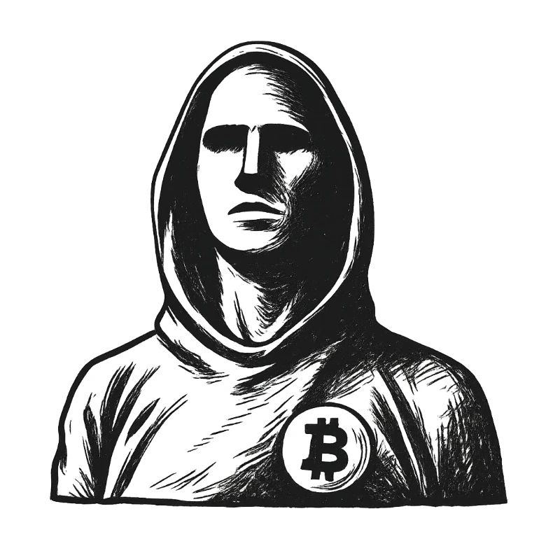 Hacker anonyme avec logo Bitcoin
