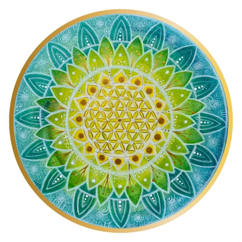 Mandala de fleur géométrique en bleu et vert