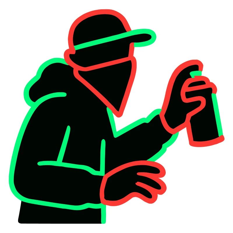 Neon Graffiti Sprayer Silhouette
