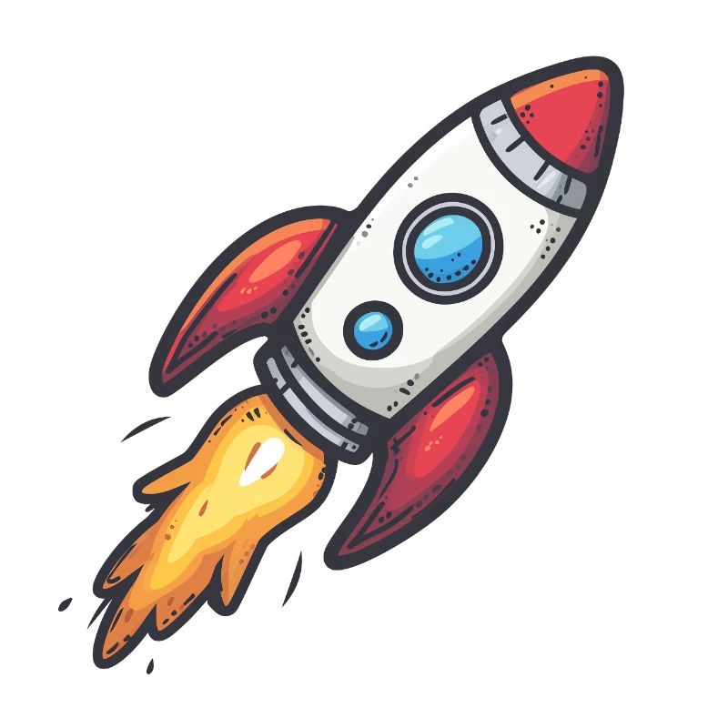 Cartoon Rocket Lightning Force