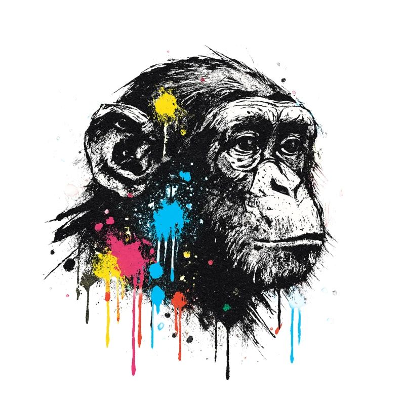 Chimpanzé éclaboussure coloré