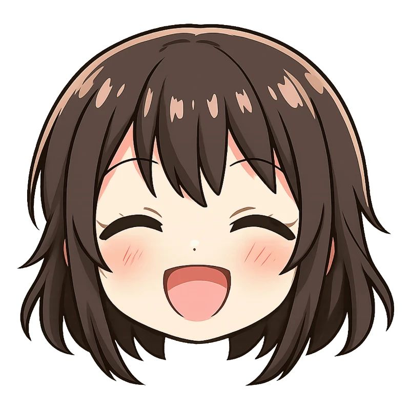 Chibi Visage Sourire Brune