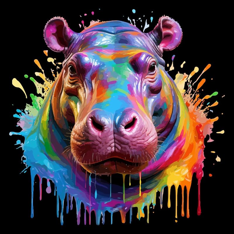 Bunter Hippo Farbexplosion