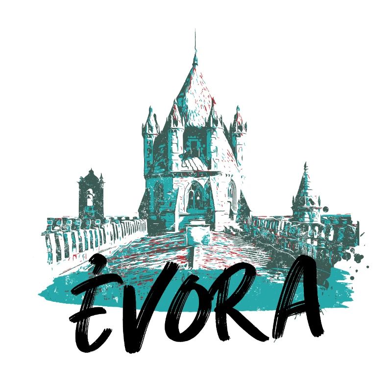 Kathedrale von Évora Dach Bläuliche Illustration