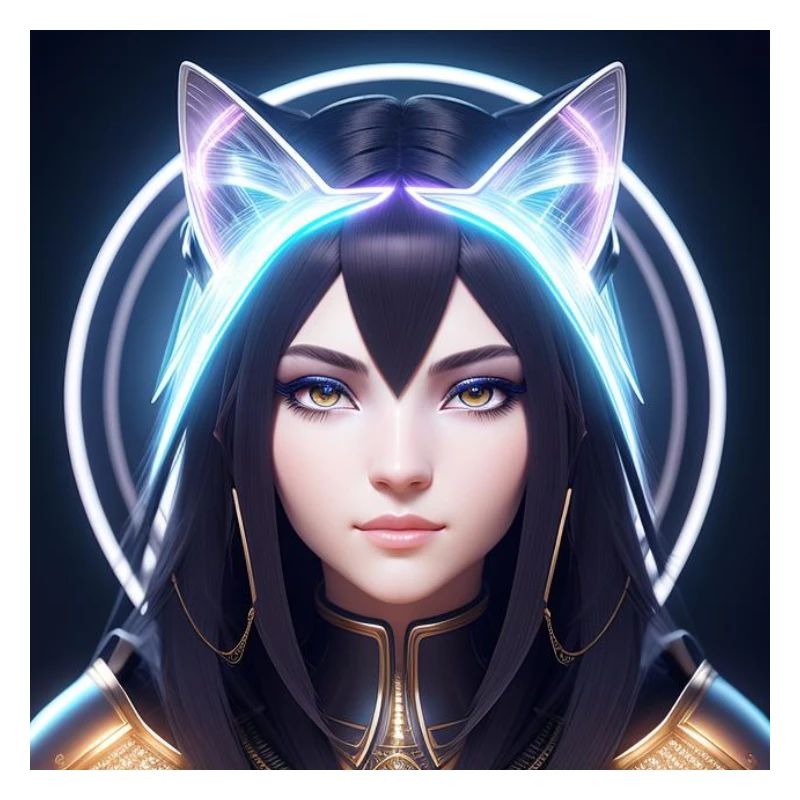 Mystical Neon Cat Heroine