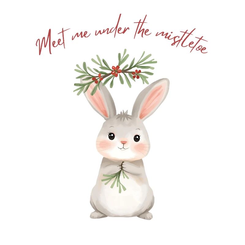 Lapin sous gui Conception de Noël