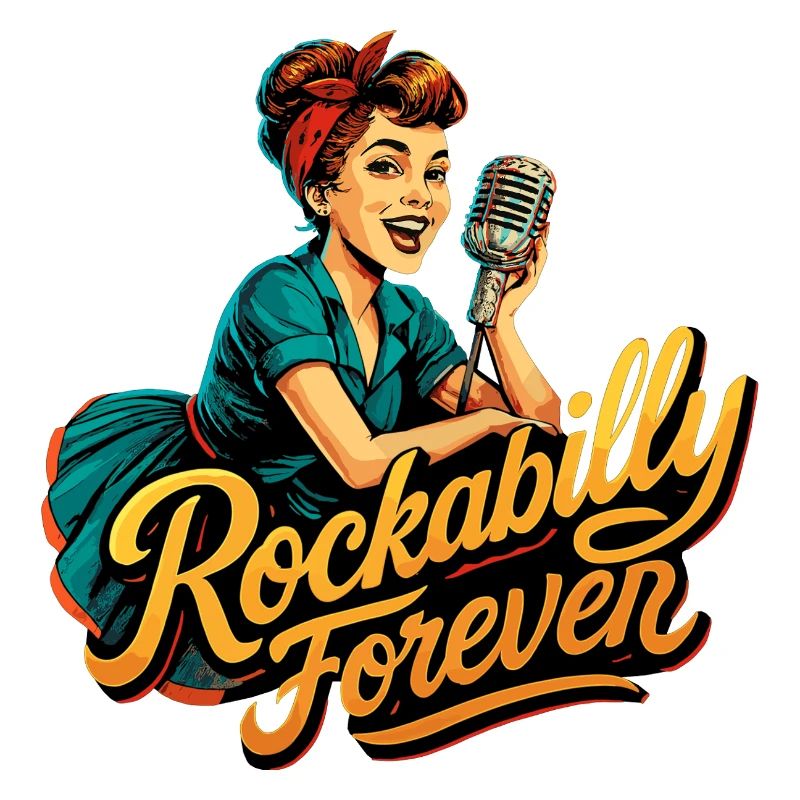 Rockabilly Forever Charcoal Microphone 50s Gift