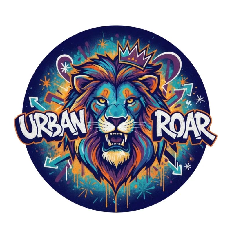 Cercle de graffitis de lion urbain
