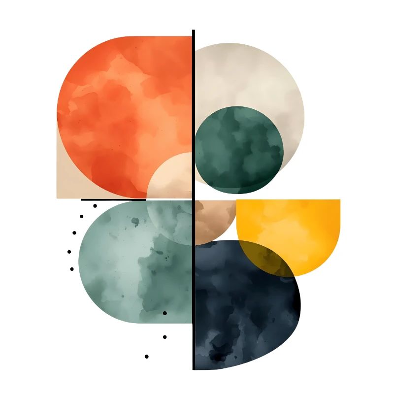 Cercles abstraits Conception d’aquarelle Géométrie colorée