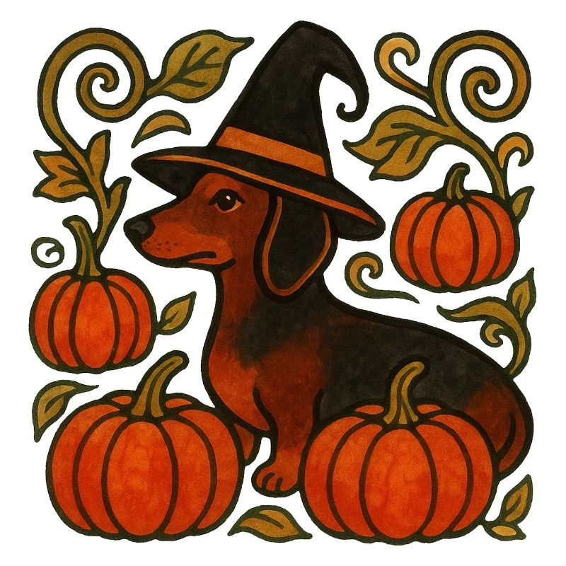 Pumpkin Witch Dachshund