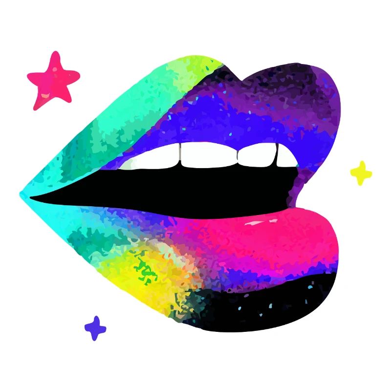 Prismatic Rainbow Lips Pop Art