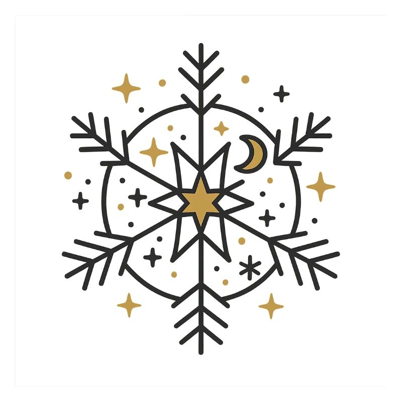 Cosmic Snowflake Starry Moon