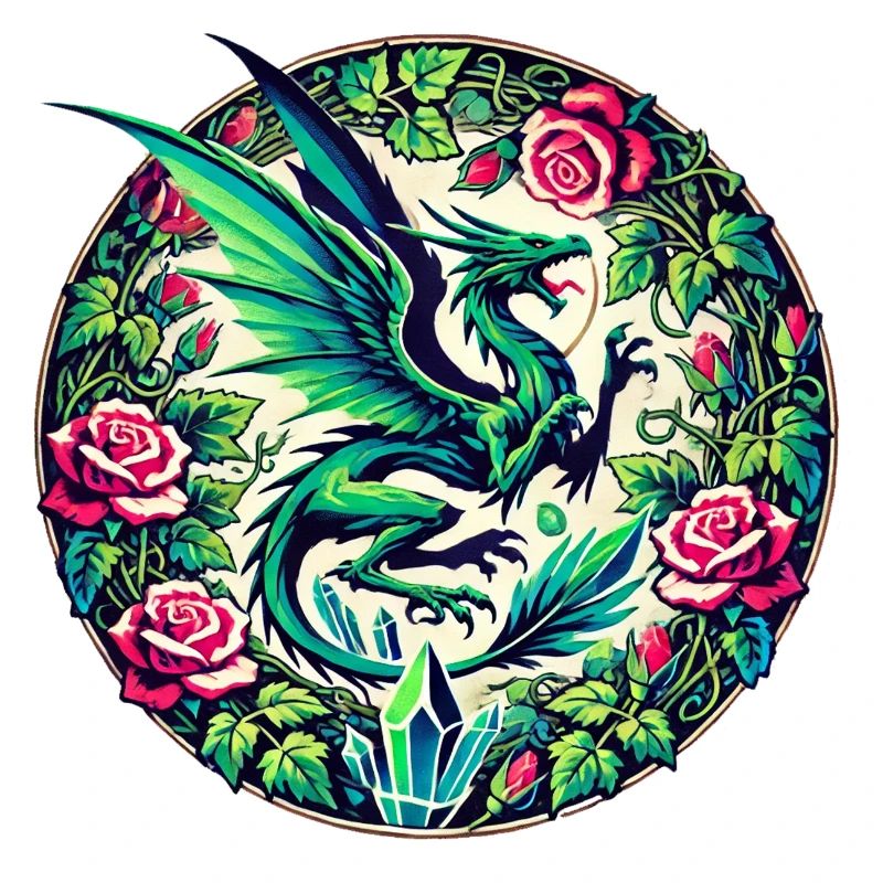 Verdant Phoenix in Rose Circle