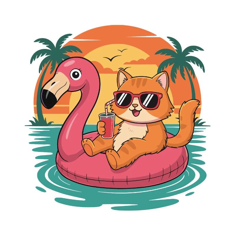 Funny Cat Tropical Summer Flamingo Float