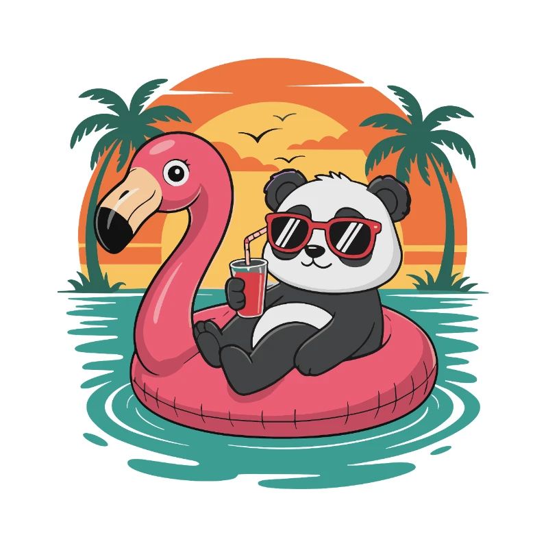 Lustiger Panda tropischer Sommer-Flamingo-Float