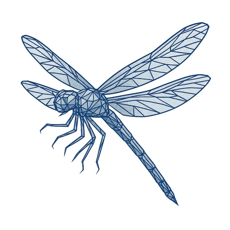 Libellule bleue géométrique