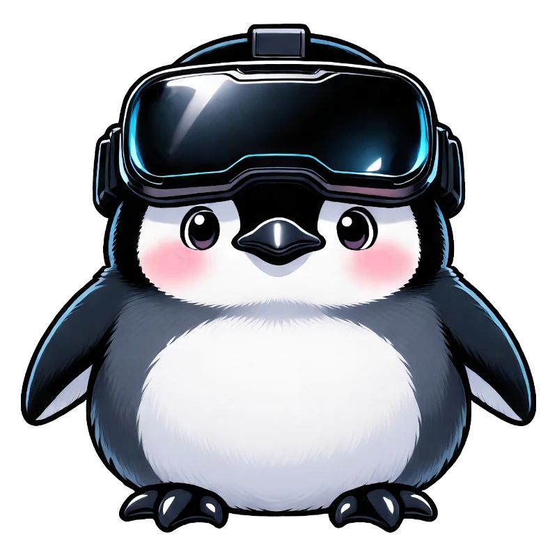 VR penguin with headset